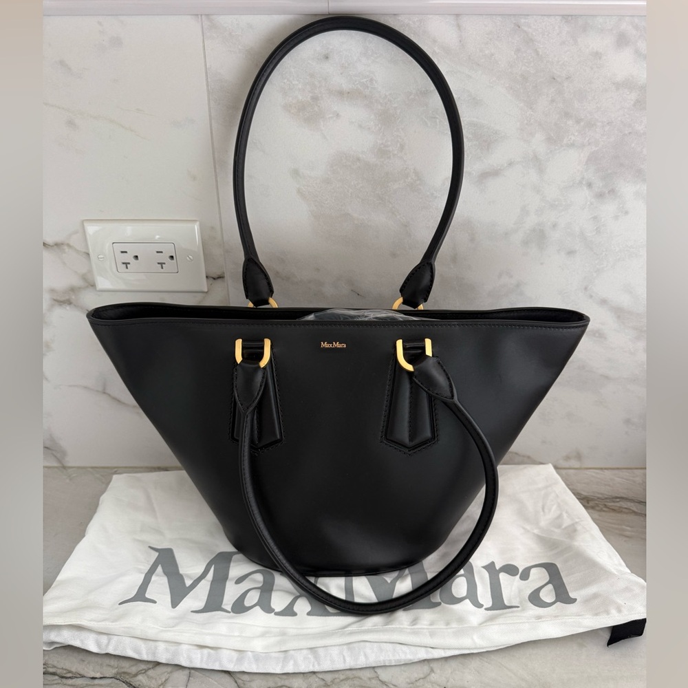 MaxMara Black and Gold Leather Tote